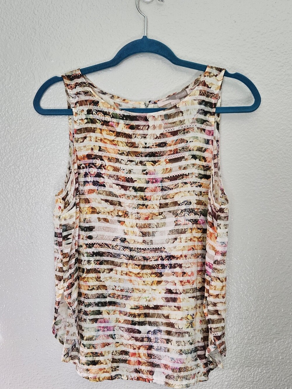 Forever 21 Striped Floral Sleeveless Tank Top - M Y2K